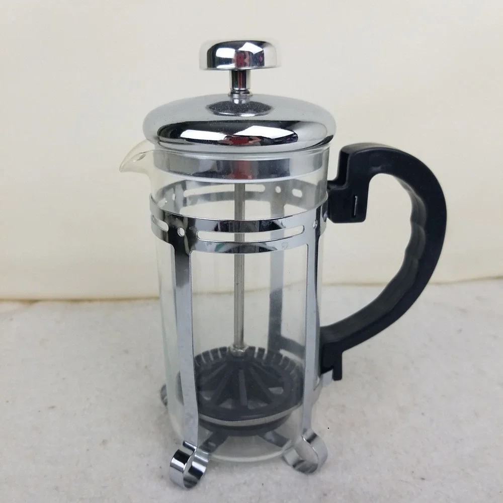 French Press Coffee‎ Maker, Silver Chrome Accent sm 2 cup personal 14 oz